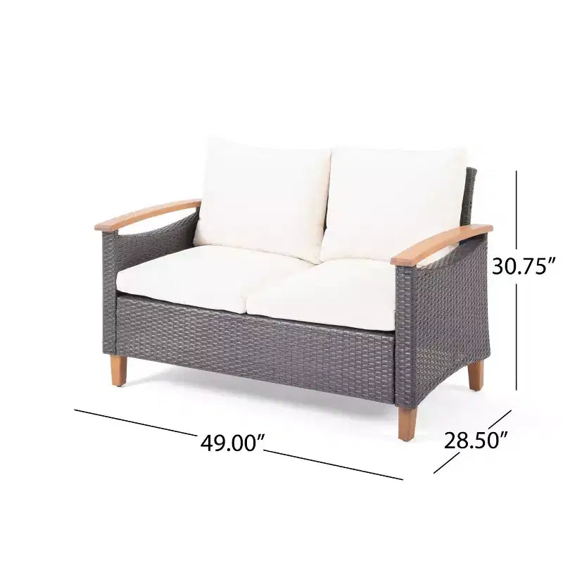 Christopher Knight Home Velthur Outdoor Rattan- und Akazienholz 4-Sitzer Lounge-Set