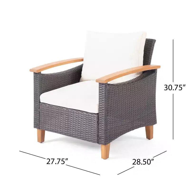 Christopher Knight Home Velthur Outdoor Rattan- und Akazienholz 4-Sitzer Lounge-Set