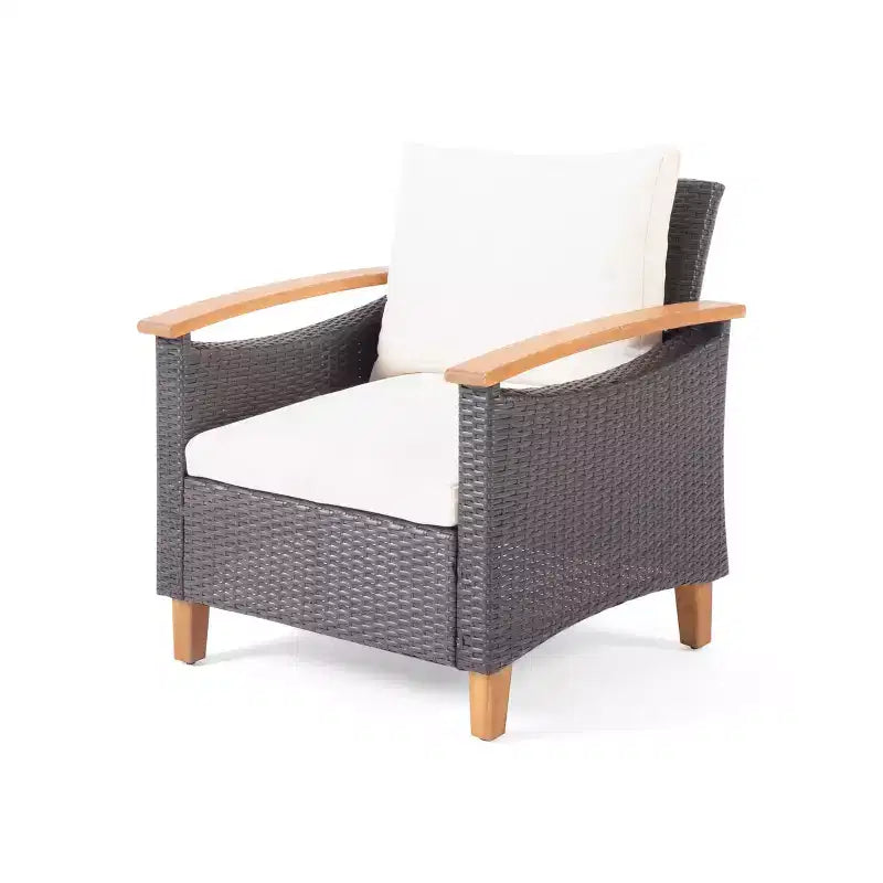 Christopher Knight Home Velthur Outdoor Rattan- und Akazienholz 4-Sitzer Lounge-Set