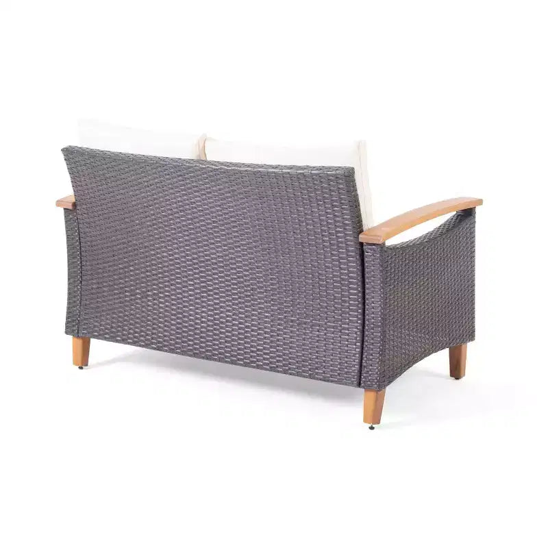 Christopher Knight Home Velthur Outdoor Rattan- und Akazienholz 4-Sitzer Lounge-Set