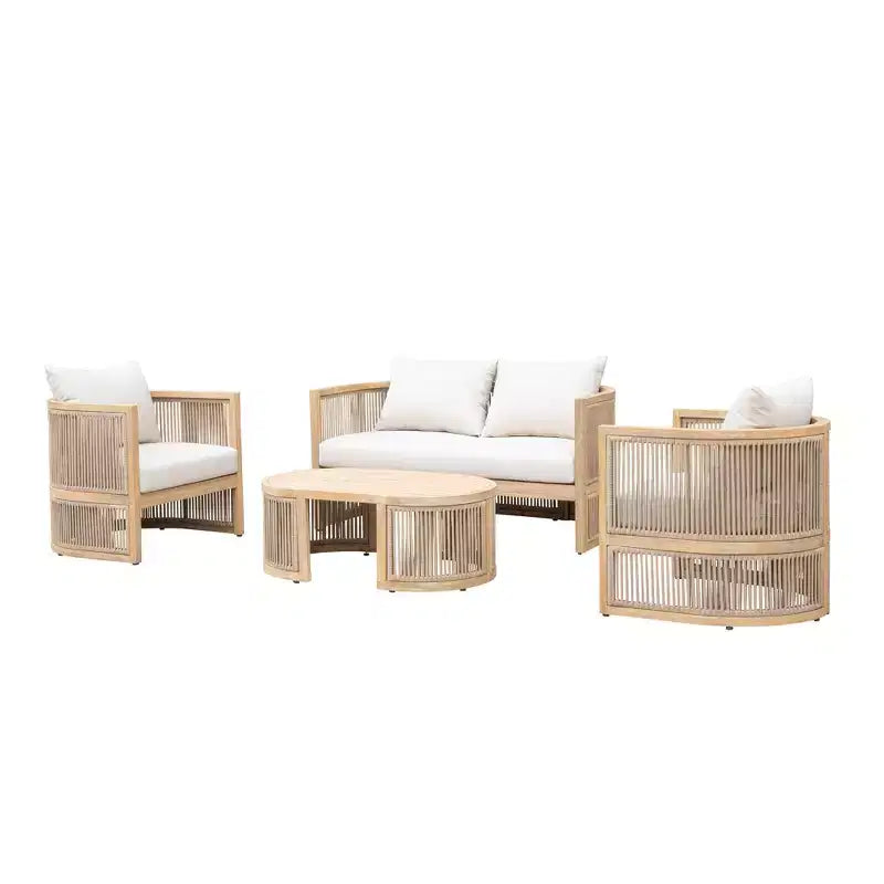 Kinger Home Haven 4-Piece Acacia Wood Patio Furniture Set, Outdoor Patio Conversation Set