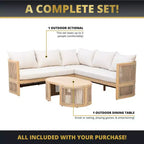 Kinger Home Nancy 3-teiliges Terrassenmöbel-Set aus Akazienholz, Garten-Sitzgruppe mit Couchtisch