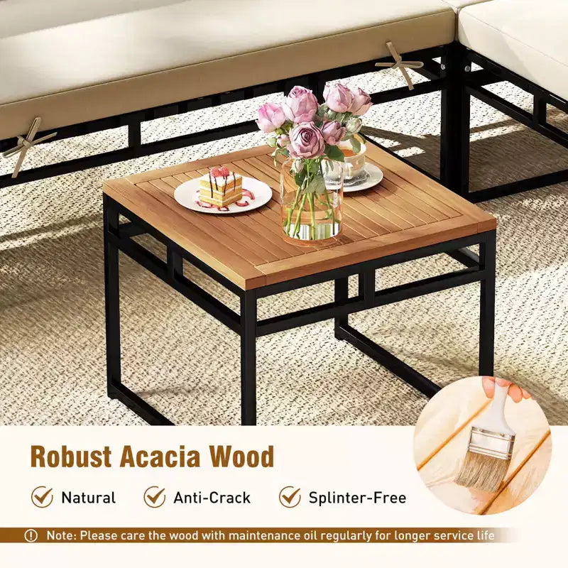 Costway 6-teiliges Loungesofa-Set für den Außenbereich, Metall, Gesprächsgruppe mit Bungee-Seil-Sitz