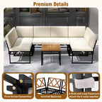 Costway 6-teiliges Loungesofa-Set für den Außenbereich, Metall, Gesprächsgruppe mit Bungee-Seil-Sitz