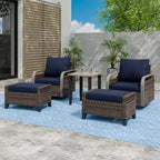 EAGLE PEAK Korbbistro-Tisch und Stühle, Gartenmöbel für Terrasse, schwenkbare Schaukelstühle mit Ottomanen & Tisch, 5-teiliges Set
