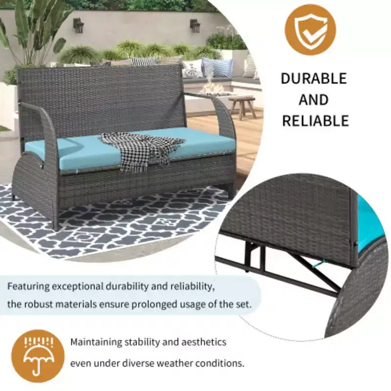 Vielseitiges Outdoor-Liegesofa, das sich in vier Sitze und einen Tisch umwandeln lässt, geeignet für Gärten und Rasenflächen