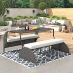 Vielseitiges Outdoor-Liegesofa, das sich in vier Sitze und einen Tisch umwandeln lässt, geeignet für Gärten und Rasenflächen