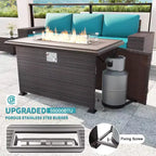 ALAULM Rattan Gartenmöbel-Sets 13-teilig mit Feuerstellentisch, Outdoor-Polyrattan-Sets
