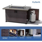 ALAULM Rattan Gartenmöbel-Sets 13-teilig mit Feuerstellentisch, Outdoor-Polyrattan-Sets