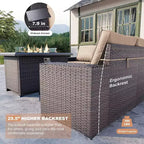 ALAULM Rattan Gartenmöbel-Sets 13-teilig mit Feuerstellentisch, Outdoor-Polyrattan-Sets