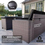ALAULM Rattan Gartenmöbel-Sets 13-teilig mit Feuerstellentisch, Outdoor-Polyrattan-Sets
