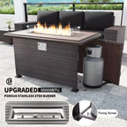ALAULM Rattan Gartenmöbel-Sets 13-teilig mit Feuerstellentisch, Outdoor-Polyrattan-Sets
