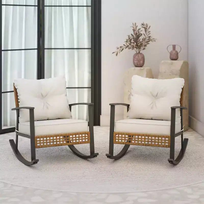 LAUSAINT HOME Wicker Outdoor Schaukelstuhl2er-Set/ 1er-Set