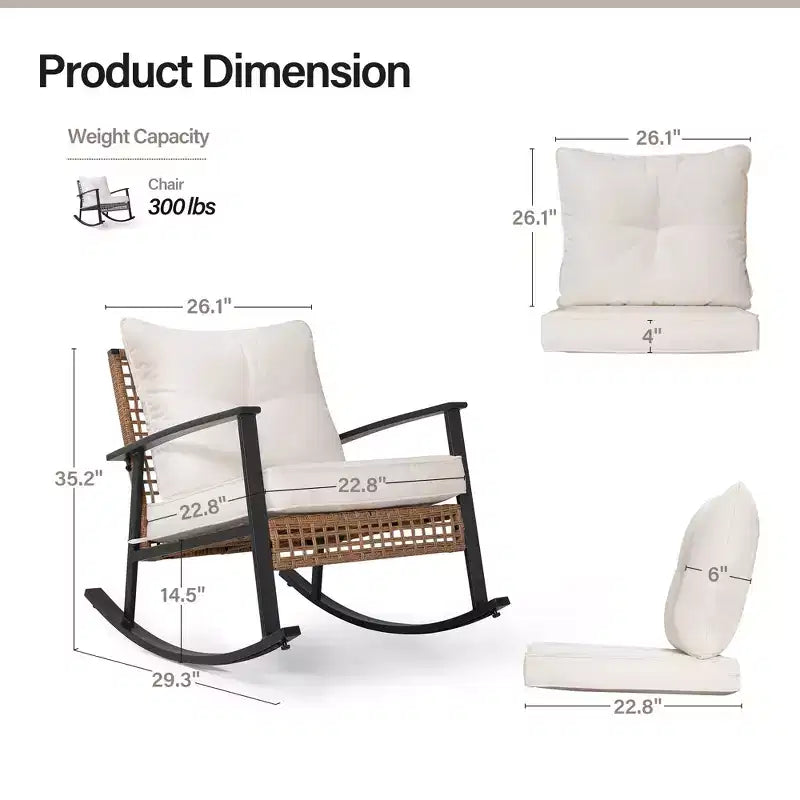LAUSAINT HOME Wicker Outdoor Schaukelstuhl2er-Set/ 1er-Set