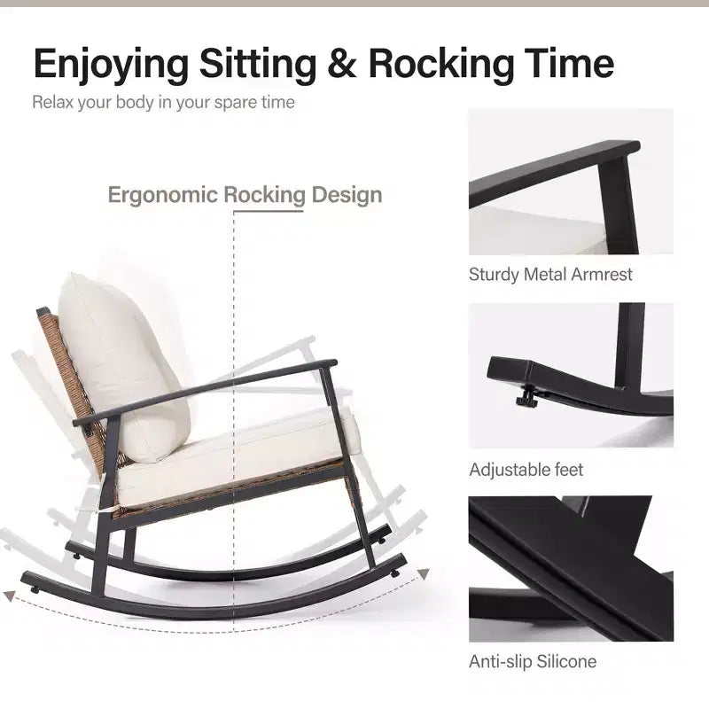 LAUSAINT HOME Wicker Outdoor Schaukelstuhl2er-Set/ 1er-Set