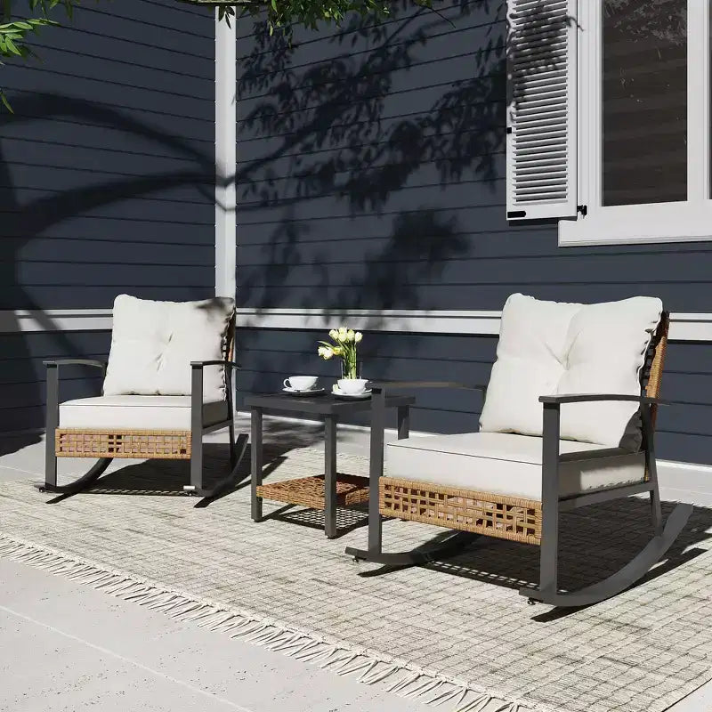 LAUSAINT HOME Wicker Outdoor Schaukelstuhl2er-Set/ 1er-Set