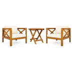 NAYSAYE Gartenliegen-Set aus Holz für den Außenbereich, zwei Sitze mit Kissen und Akazientisch für die Terrasse, Beige und Teak, 28.7*27.9*24