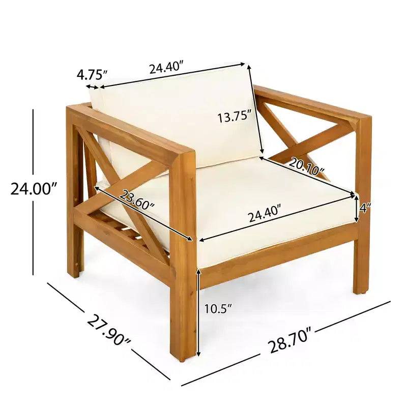 NAYSAYE Gartenliegen-Set aus Holz für den Außenbereich, zwei Sitze mit Kissen und Akazientisch für die Terrasse, Beige und Teak, 28.7*27.9*24