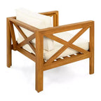 NAYSAYE Gartenliegen-Set aus Holz für den Außenbereich, zwei Sitze mit Kissen und Akazientisch für die Terrasse, Beige und Teak, 28.7*27.9*24