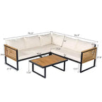 Christopher Knight Home Faye Terrassenmöbel-Set aus Akazie und Metall mit Polsterung und Lamellendesign