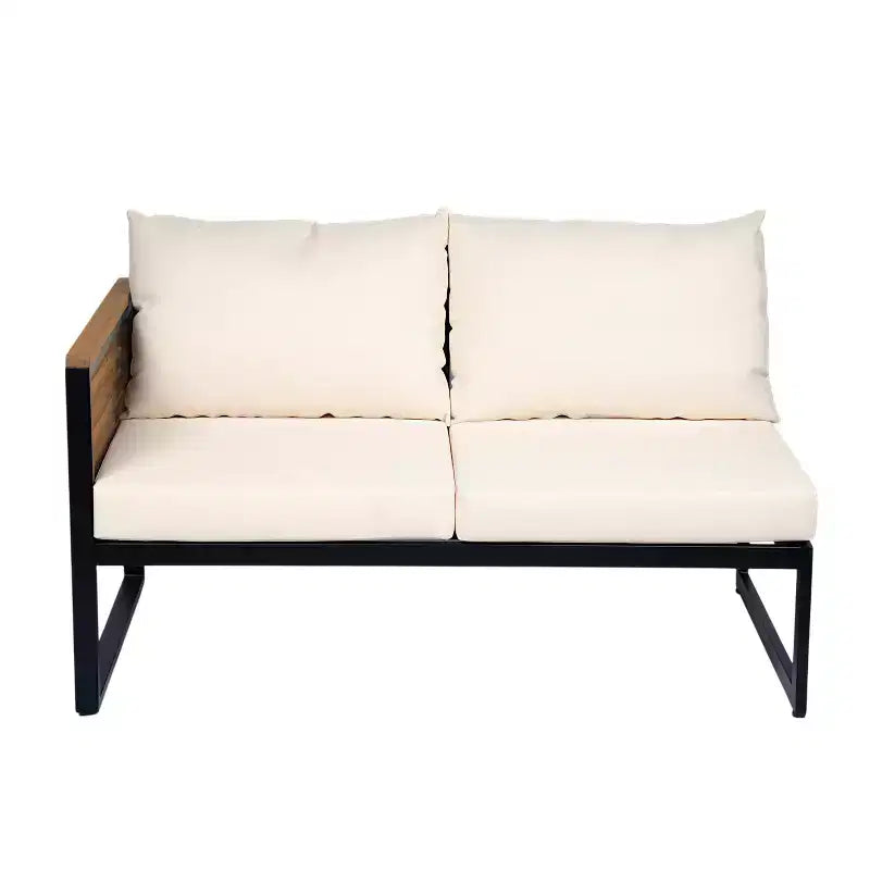 Christopher Knight Home Faye Terrassenmöbel-Set aus Akazie und Metall mit Polsterung und Lamellendesign