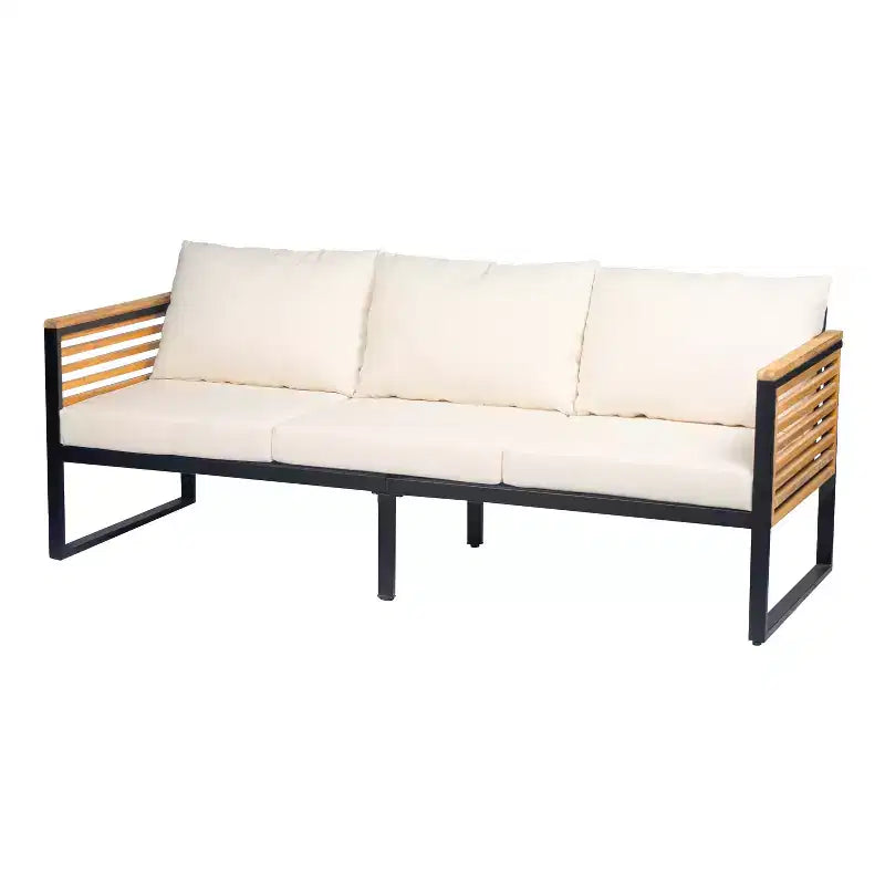 Christopher Knight Home Faye Terrassenmöbel-Set aus Akazie und Metall mit Polsterung und Lamellendesign