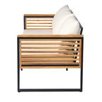 Christopher Knight Home Faye Terrassenmöbel-Set aus Akazie und Metall mit Polsterung und Lamellendesign