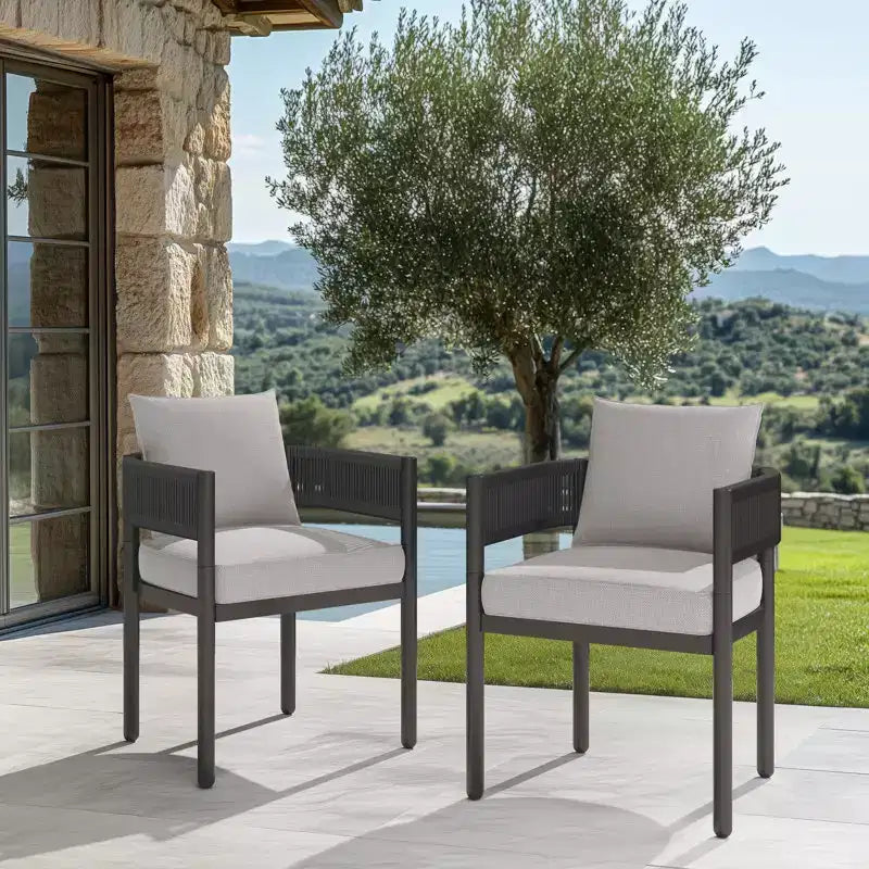 GRANDPATIO Outdoor Esszimmerstuhl mit Kissen 2er-Set