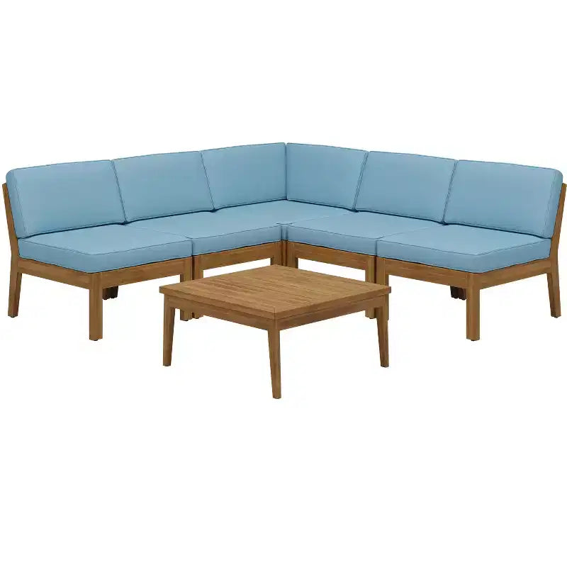 Christopher Knight Home Caelis Rustikales 6-teiliges Terrassen-Sitzset aus Akazienholz mit Lattenrost und Kissen