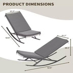 GustoWave Garten-Schaukelstuhl-Set, 2 Stück, Lounge-Sessel für die Terrasse mit abnehmbaren Kissen, perfekt zum Entspannen, Grau