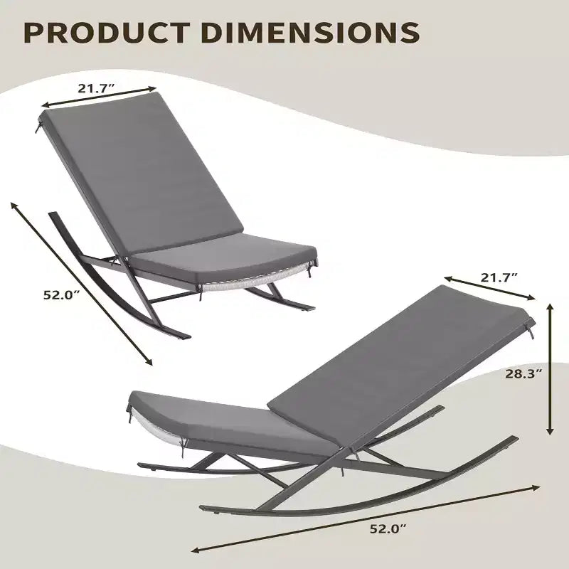 GustoWave Garten-Schaukelstuhl-Set, 2 Stück, Lounge-Sessel für die Terrasse mit abnehmbaren Kissen, perfekt zum Entspannen, Grau