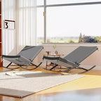 GustoWave Garten-Schaukelstuhl-Set, 2 Stück, Lounge-Sessel für die Terrasse mit abnehmbaren Kissen, perfekt zum Entspannen, Grau