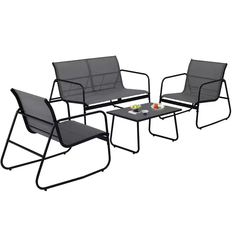 TROPOW 4-teiliges Terrassen-Sitzgruppen-Set, Outdoor-Sitzgruppe