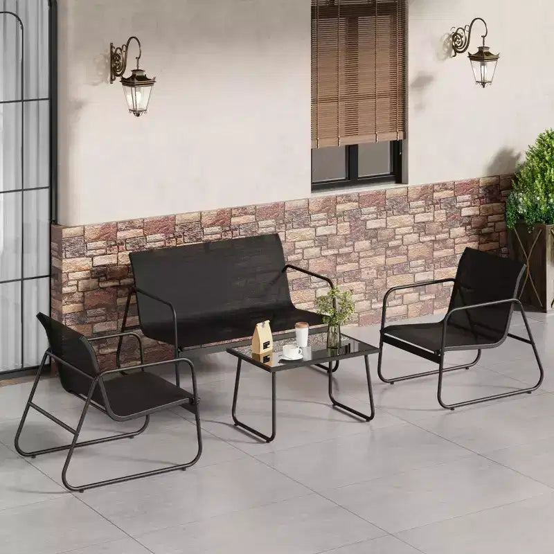 TROPOW 4-teiliges Terrassen-Sitzgruppen-Set, Outdoor-Sitzgruppe