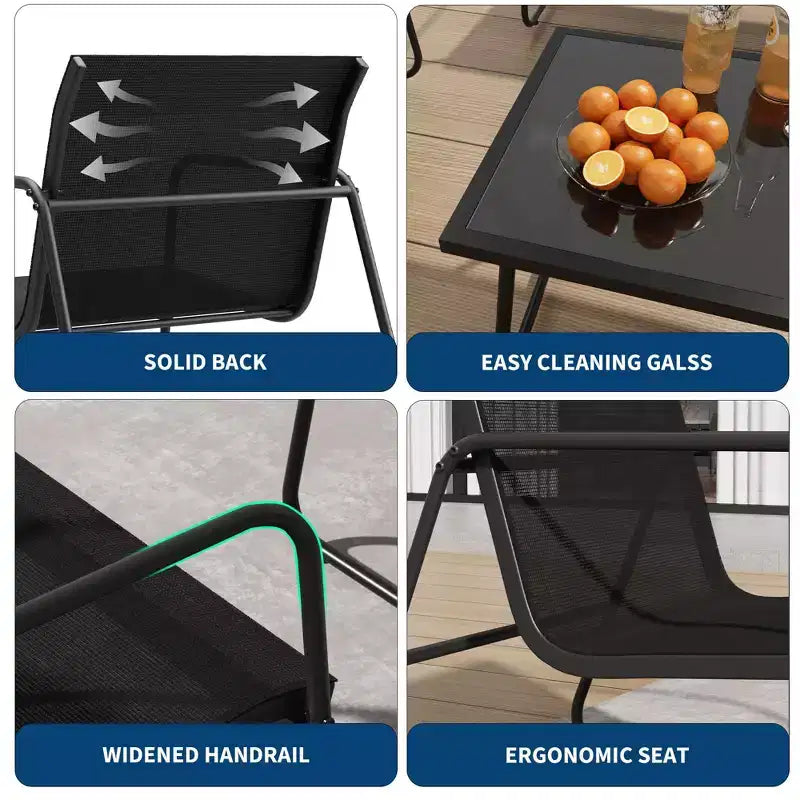 TROPOW 4-teiliges Terrassen-Sitzgruppen-Set, Outdoor-Sitzgruppe