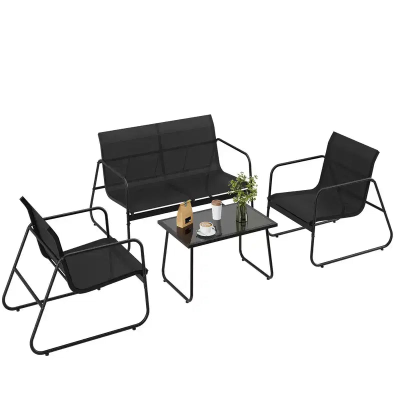 TROPOW 4-teiliges Terrassen-Sitzgruppen-Set, Outdoor-Sitzgruppe