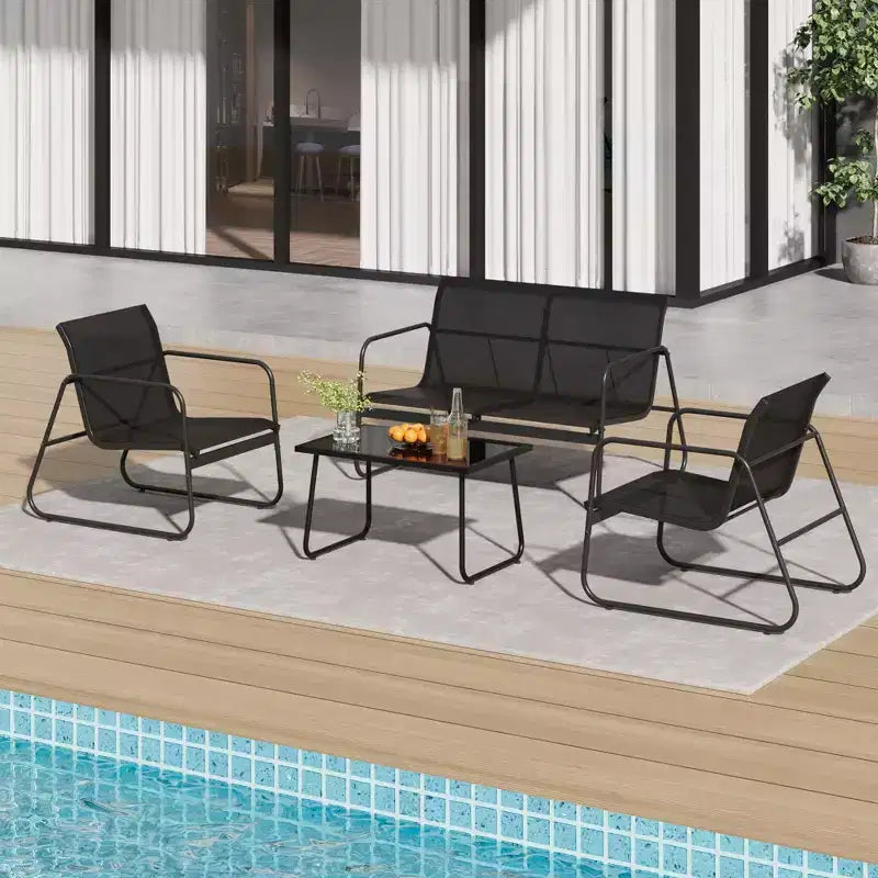 TROPOW 4 Piece Patio Conversation Set, Outdoor Conversation Set