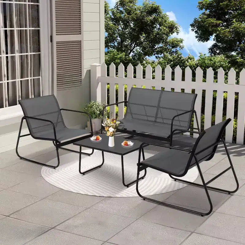 TROPOW 4-teiliges Terrassen-Sitzgruppen-Set, Outdoor-Sitzgruppe