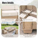 Captiva Designs Großes Outdoor-Terrassen-Sofa-Set aus Polyrattan mit Kissen