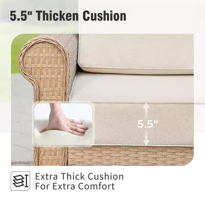 Captiva Designs Großes Outdoor-Terrassen-Sofa-Set aus Polyrattan mit Kissen