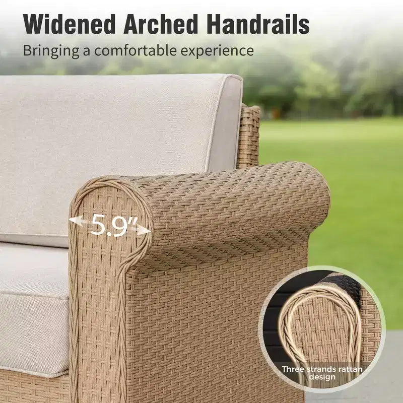 Captiva Designs Großes Outdoor-Terrassen-Sofa-Set aus Polyrattan mit Kissen