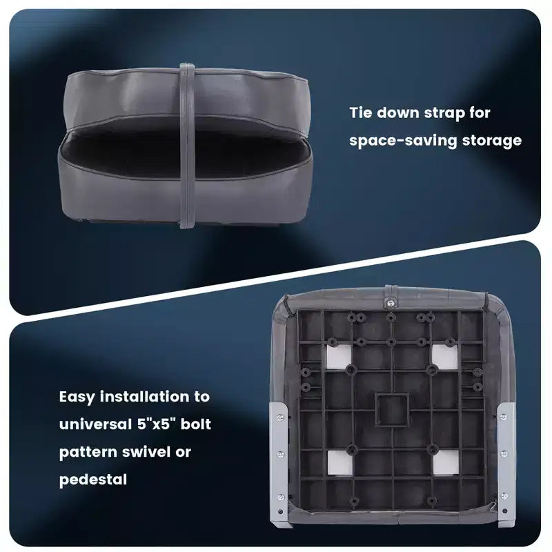 2er-Pack klappbare Bootsitze, Hochlehniger Angelbootsitz, Bequeme Bootsstühle mit dicker Schwammpolsterung und Scharnier für Ausflugsboote, Schnellboote