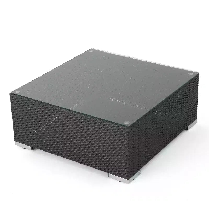 GDFStudio Avianna Outdoor 5-Sitzer Sofa und Gesprächs-Set aus Korbgeflecht mit Ottomanen