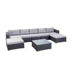 GDFStudio Avianna Outdoor 5-Sitzer Sofa und Gesprächs-Set aus Korbgeflecht mit Ottomanen