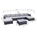 GDFStudio Avianna Outdoor 5-Sitzer Sofa und Gesprächs-Set aus Korbgeflecht mit Ottomanen