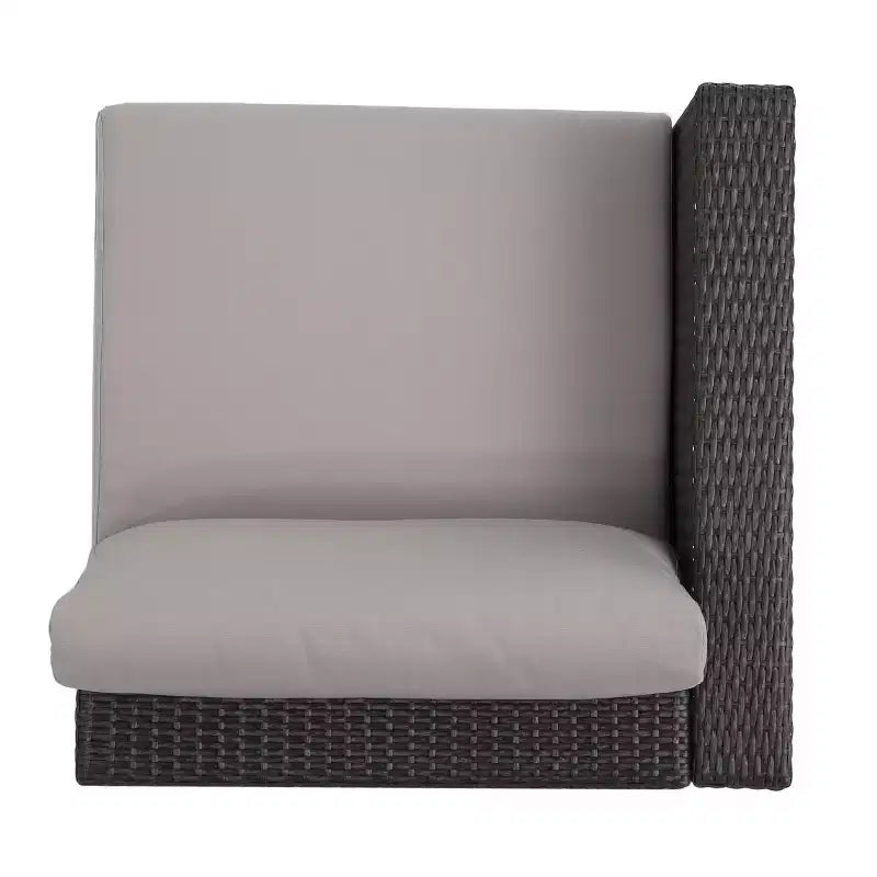 GDFStudio Avianna Outdoor 5-Sitzer Sofa und Gesprächs-Set aus Korbgeflecht mit Ottomanen