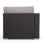 GDFStudio Avianna Outdoor 5-Sitzer Sofa und Gesprächs-Set aus Korbgeflecht mit Ottomanen