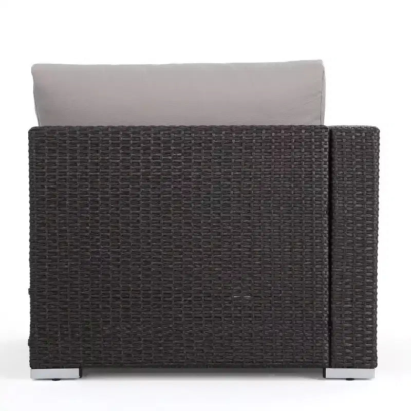 GDFStudio Avianna Outdoor 5-Sitzer Sofa und Gesprächs-Set aus Korbgeflecht mit Ottomanen