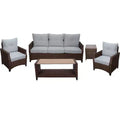 Courtyard Casual Costa Mesa 5 pc Sofa & Coffee Table Set - Brown One Sofa, Two Club Chairs, One End Table, & Coffee Table