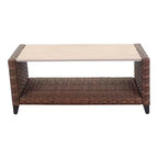 Courtyard Casual Costa Mesa 5-teiliges Sofa- und Couchtisch-Set – Braun Ein Sofa, zwei Club Chairs, ein Beistelltisch und ein Couchtisch